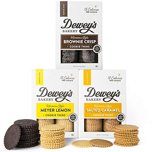 Dewey's Bakery Moravian Cookie Thindulgent Treats Pack | Baked in Small Batches | Real, Simple Ingredients | Southern Bakery Recipes | 12 Calories Per Cookie | Pack of 3 9-oz boxes