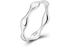 Hapour 925 Sterling Silver Ring for Women, Simple Statement Eternity Rings Modern Geometric Everyday Unique Wedding Band Stackable Rings 6-9