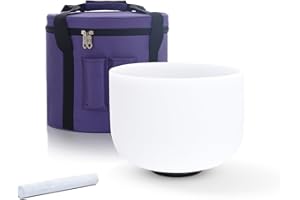 KVKA 12 Inch Crystal Singing Bowl D Note Sacral Chakra with Carrying Case,Suede Striker (12inch, D Note 432hz)
