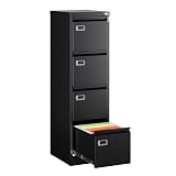 MIIKO 4 Drawer Filing Cabinets with Lock, Metal File Cabinet with 4 Drawers, Home Office File Folders Cabinet for Letter Legal A4 File Size