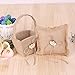 Double Heart Ring Bearer Pillow and Rustic Wedding Flower Girl Basket Set 6 x 6 inches