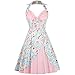 Vintage Halter Cocktail Dress 1950s Rockabilly Audrey Garden Picnic Retro Swing Tea Party Prom Homecoming Dresses