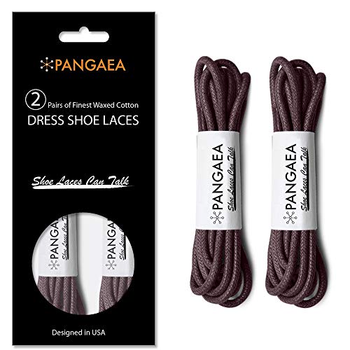 [2 Pairs] Pack Waxed Round Oxford Shoe Laces for Dress Shoes Chukka 3/32 inch Thin - Thumbnail 2