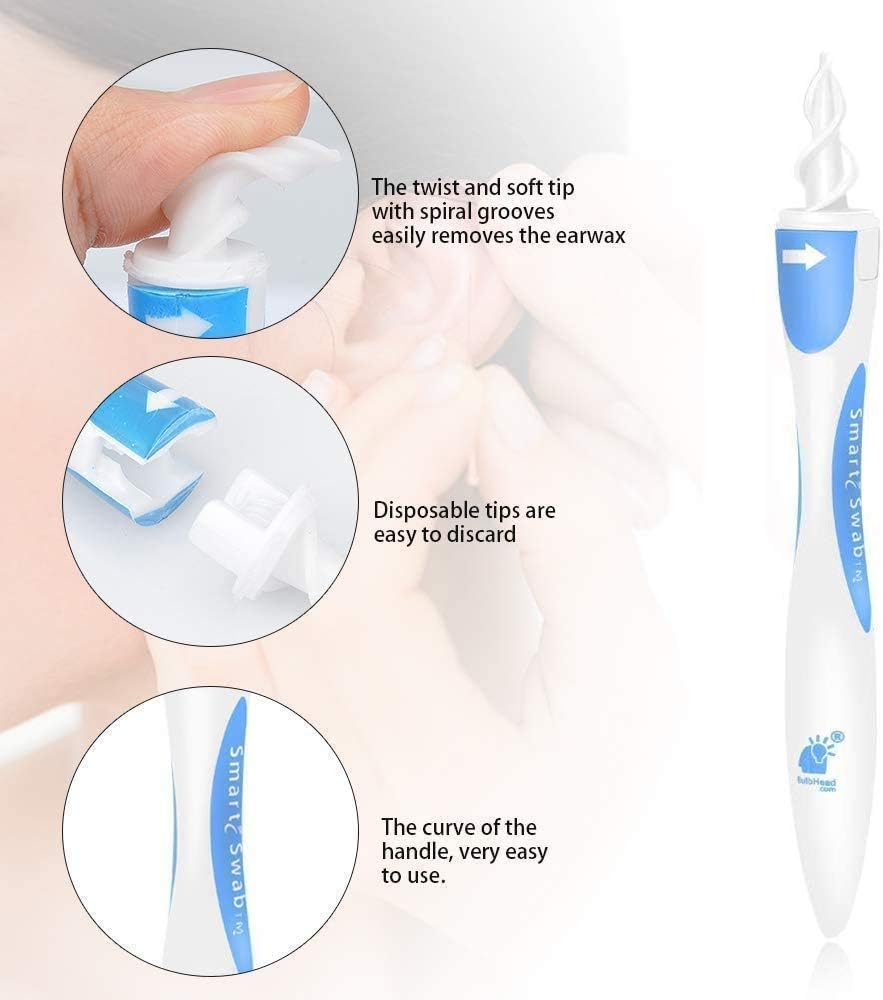 AMAZOM Ear Wax Cleaner, Earwax Remover Tool, Ear Wax Remover, Soft Silicone Spiral Earwax Remover Tool, 16 Replacement Heads, Q-Tip Replacement,Easy Cleaning: Home & Kitchen