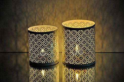 Suva White Tea Light Votive Holder ( Set of Two) Brass Indian Handmade Au54