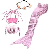 AMENON 3PCS Girls Mermaid Tail Swimsuit Bikini Bathing Swimwear 2018 (Garland)