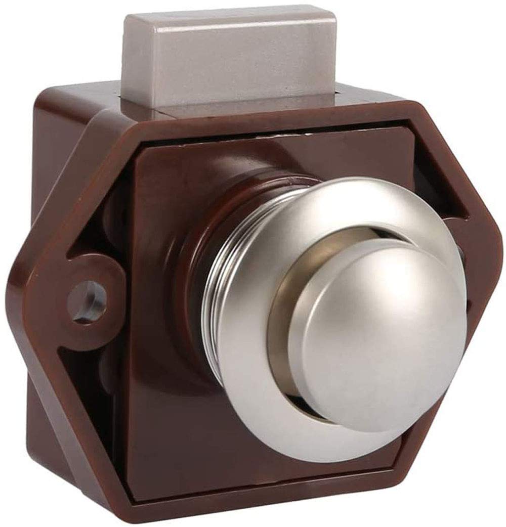 POFET Push Button Latch Cabinet Furniture Cupboard Keyless Door Lock Catch for RV Caravan Motorhome Camper (Brown)
