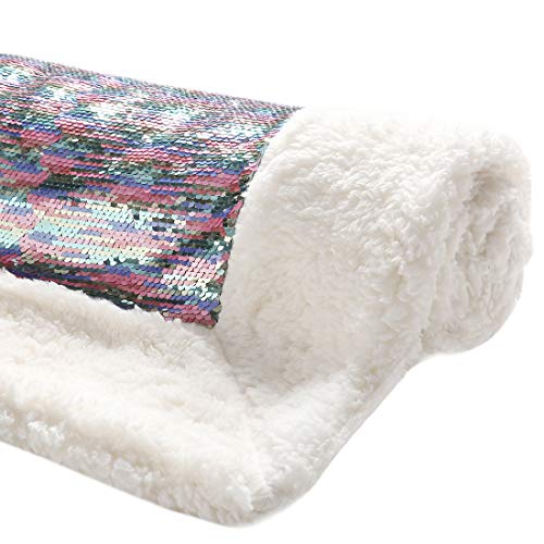 Homiest Twin Blanket Decorative Pink Sequin Throw Blanket Soft Plush Reversible Blankets for Couch Sofa Bed (50"x60")