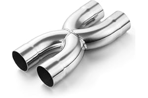 A-KARCK Exhaust Tip X Pipe 2.5” Inlet, Dual 2.5” Inlet Dual 2.5” Outlet Muffler Tip, Crossover X Pipe Stainless Steel Weld On