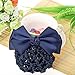 So Beauty Women's Classic Rhinestone Pleated Bowtie Snood Hair Net with French Barrette for Buns Blue
