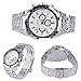 Fanmis Mens Quartz Analog Display Stainless Steel Watches Casual White Dial Waterproof Wrist Watch