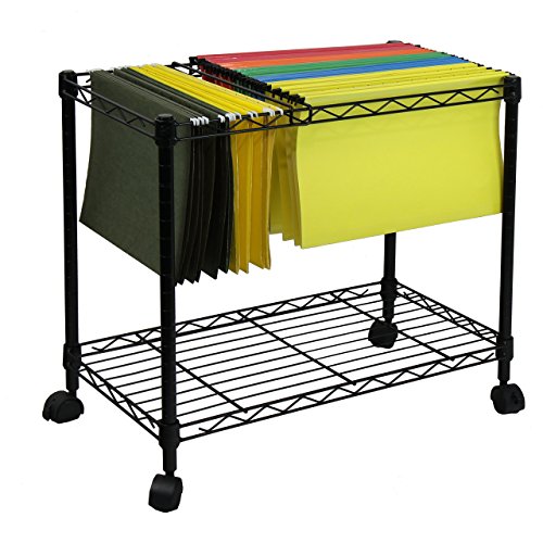Oceanstar Portable 1-Tier Metal Rolling File Cart, Black (Renewed)