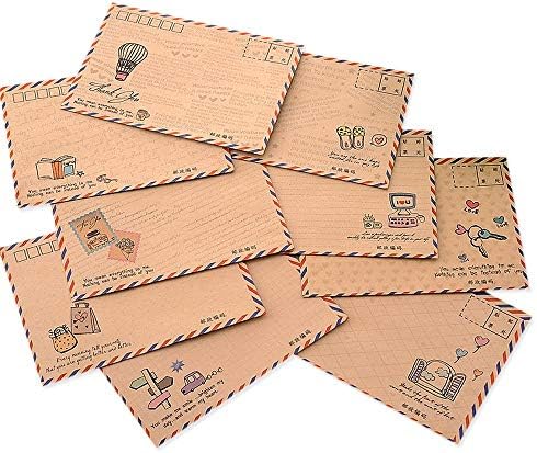 32Pcs Airmail Letter Envelopes Case Holder Paper Envelope Gift Set for Post Greeting Card Travel Kraft