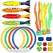 UNEEDE Diving Toy Underwater Swimming/Diving Pool Toy Rings 19 Pack for Pool Use, Toypedo Bandits,Stringy Octopus with Under Water Treasures Gift Set Bundle,Ages 3 and Up