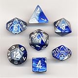 Chessex Polyhedral 7-Die Gemini Dice Set - Blue-Steel with White CHX-26423