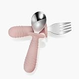 PandaEar 4 Pack Toddler Cutlery Set Stainless Steel U tensils Pink Grey view 6