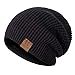 PAGE ONE Mens Beanie Hat Thick Fleece Lined Knit Hat Solid Cap Men Women(Black)