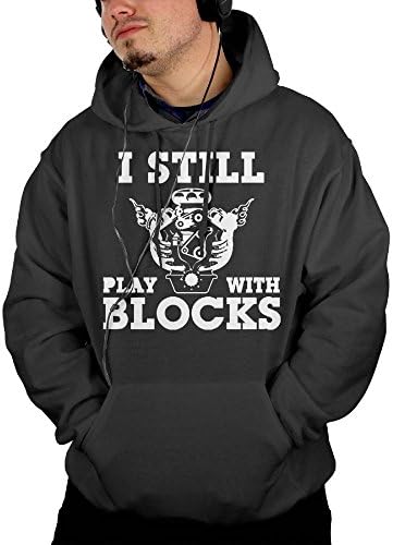 Men I STILL PLAY WITH BLOCKS Hot Rod Engines Jogging Fashion Hoodie Hoodies Size XXL Black