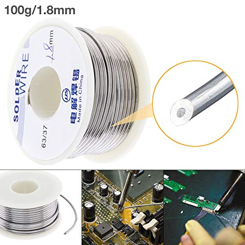 ChgImposs 63/37 Tin Lead No-clean Rosin Core Solder Wire with 2% Flux and Low Melting Point for Electric Soldering Iron and DIY (100g, 1.8mm)