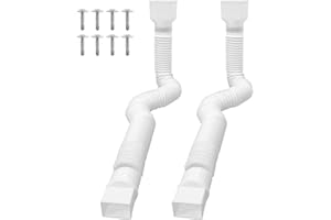 Loyala 2PCS Gutter Downspout Extensions Flexible Drain Downspout Extender Gutter Connector Rainwater Drainage Expandable up to 60" (White)