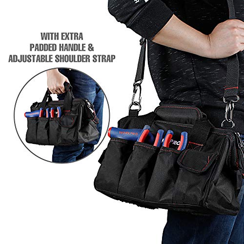 Workpro - Bolsa de herramientas de almacenamiento de boca ancha con parte superior cerrada de 12 pulgadas, W081020A Workpro - Bolsa de herramientas de almacenamiento de boca ancha con parte superior cerrada de 12 pulgadas, W081020A
