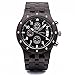 BEWELL W109D Sub-dials Wooden Watch Quartz Analog Movement Date Wristwatch for Men (Black Sandalwood)