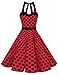 DRESSTELLS Women 50s Dress Vintage Cocktail Halter Dresses 1950s Rockabilly Audrey Hepburn Dress for Prom Bridesmaid Party Homecoming Red Black Dot L