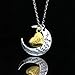 Sister - I Love You To The Moon and Back Heart and Moon Two-Piece Pendant Fashion Jewelry Gift Love Necklace 18.89 inch