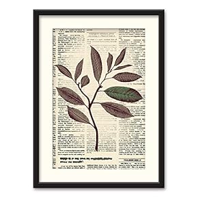 Black Paper Framed Canvas Wall Art for Living Room, Bedroom Animals or Plants Pop Up Vintage Newspaper Backgroud Canvas Prints for Home Decoration Ready to Hanging - 23x31 inches