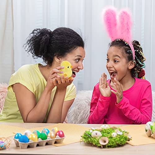 3 otters Easter Wind Up Toys, 4PCS Wind Up Chicks Lifelike Plush Chicks for Kids Easter Egg Hunt Easter Basket Stuffers