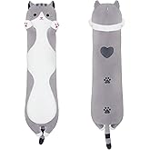 MIAOHAHA Long Plush Toy Cat Pillow Cute Plush Cat Toy Doll Stuffed Animal Cat Hugging Pillow for Sleeping Gift for Kids and Girls(Gray,50cm/19.6in)