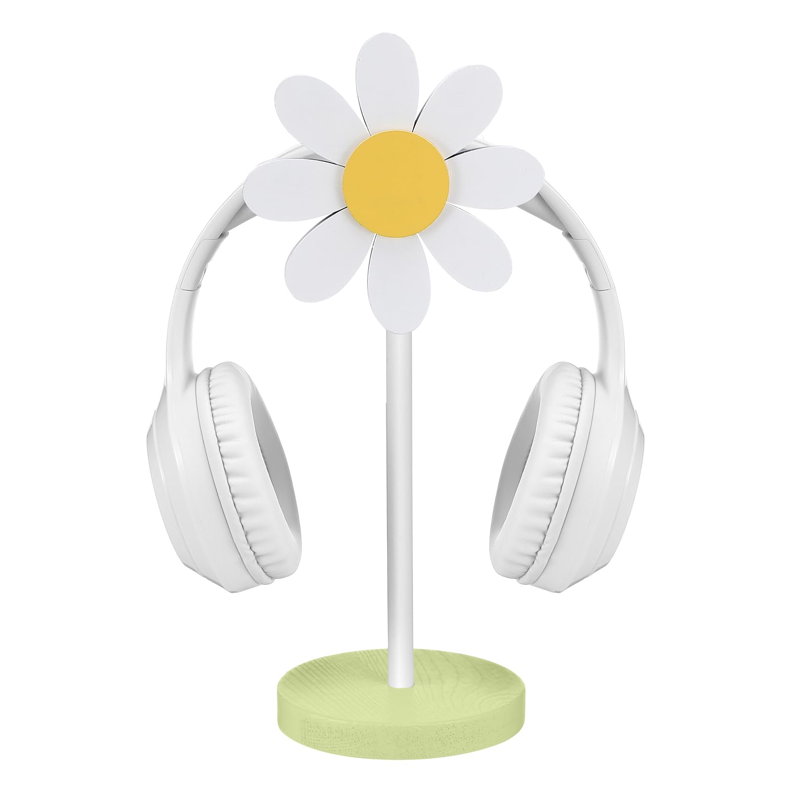 Yookeer Daisy Headphone Stand Cute Headphone Stand Decorative Gamer Gifts for Women Wood Table Decor for Gamer Room Office Desk for Girl Girlfriend Office Worker