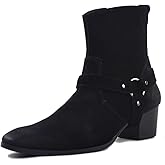 OSSTONE Dress Boot Men Designer Leather Chelsea Boots Casual Heel Shoes Zipper-up OS-JY002-US