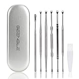6PCS Ear Pick Earwax Removal Kit, Geengle Ear Care Set, Premium Stainless Steel Ear Curette with Storage Box, a Cleaning Brush Included