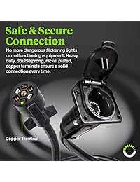ONLINE LED STORE 7 Way   Cable de extensión de enchufe de remolque [doble pinza] [10 14 AWG] [terminales de cobre cables] Cable conector de cableado de remolque de 7 aspas para Gooseneck & 5ª rueda   35.8 in
