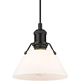 Golden Lighting Yep Orwell 1-Light 8in Pendant in Matte Black and Opal Glass