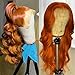 EVLYNN Hair Lace Front Wigs red brown Synthetic orange Loose Wave Wigs Heavy Density Glueless Long Lace Wigs for Women Synthetic Wig (24 Inch Orange Red brown Wavy Lace Front Wig)