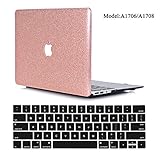 VTOSEN Macbook Pro 13 Inch Case 2017 & 2016 Release A1706/A1708, Glitter Bling PC Hard Shell Cover with Keyboard Cover for Macbook Pro 13” with & w/out Touch Bar - Rose Gold