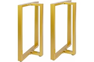HOMEKAYT Metal Table Legs 28’’x 24’’ Heavy Duty T-Shape Desk Legs Industrial Furniture Legs for Dinning Table, Computer Table, Office Table (2Pcs) -Gold