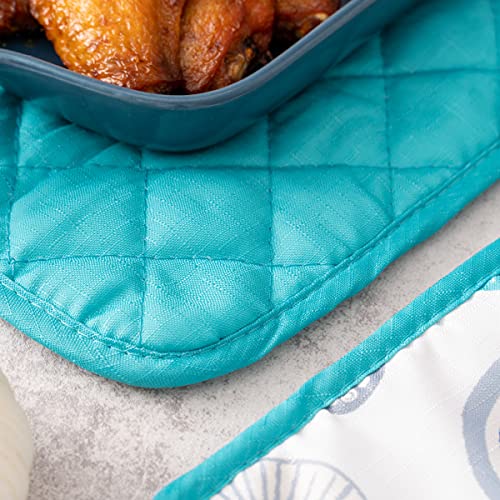 6 Pack Kitchen Set 2 Oven Mitts and 2 Square Pot Holders of Quilted