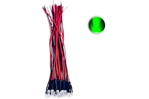 CLEISCRY 30pcs 12 Volt 3mm Round top Green LED Lights Emitting Diodes Pre Wired 7.9 Inch DC 12V LED Light Water Clear Lens Small LED Lamps (3mm Round top, Green (30pcs))