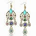 Long Crystal CZ Teardrop Vintage Copper Eardrop Hook Multicolor Dangle Earrings