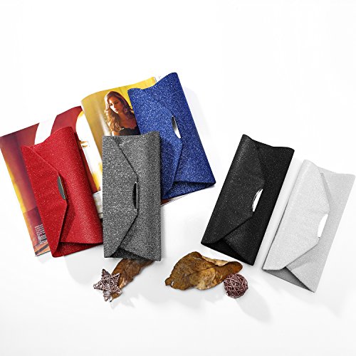 Evening Bag Clutch Handbags Envelope Purse for Women Flap Glitter with Chain Strap for Wedding Party Silver