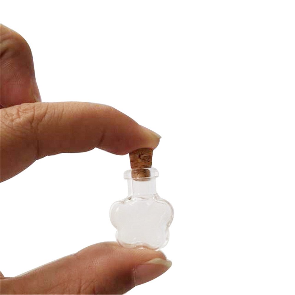 TAI DIAN Mini Cute Glass Bottles Pendants Flower Shape Small DIY Hanging Bottles with Cork DIY Jars Gifts Vial 10pcs (10, Flower)