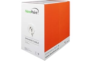 NavePoint 500ft in Wall Audio Speaker Cable Wire CL2 16/4 AWG Gauge 4 Conductor Bulk White