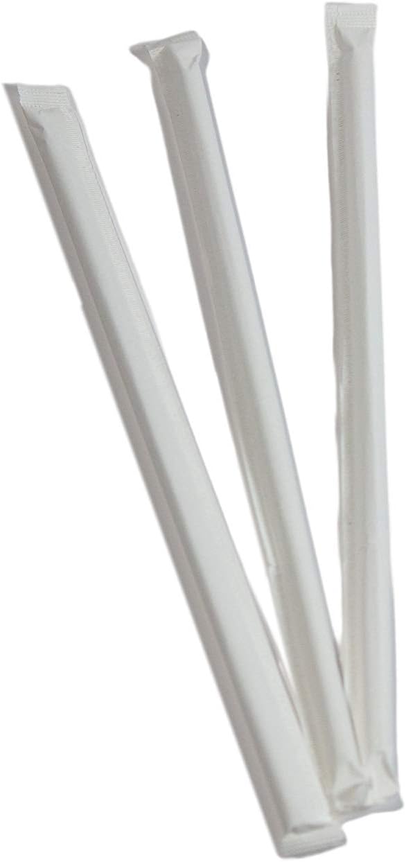 Perfectware - PW Clear 7.75 Jumbo WR-500 7.75' Jumbo Wrapped Clear Plastic Straws-500ct, Clear Wrapped Drinking Straws, 7.75 inches (Pack of 500)