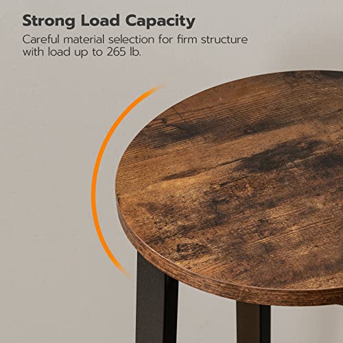 HOOBRO Bar Stools, Round Bar Chairs Set of 2, 24.8" Counter Height Barstools, Counter Stools for Kitchen Island, Industrial Bar Chairs for Dining Room, Rustic Brown and Black EBF07BY01G1