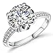 Vibrille Sterling Silver 4 Carat Round-Cut Solitaire Cubic Zirconia Engagement Rings for Women