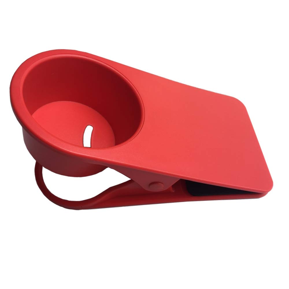Addfun®Drinking Cup Holder Clip,Colorful Movable Desk Side Storage Holder for Home Office Desk Use(Red)