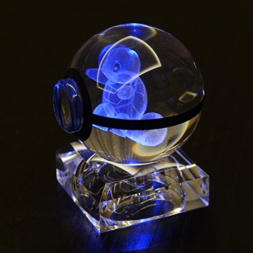 S-SO K9 laser curved Crystal ball 3D Pokemon Squirtle Elf Night Bedroom LED desk table RGB color changing Light lamp